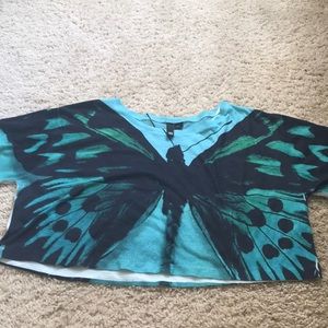 H&M blue butterfly crop top